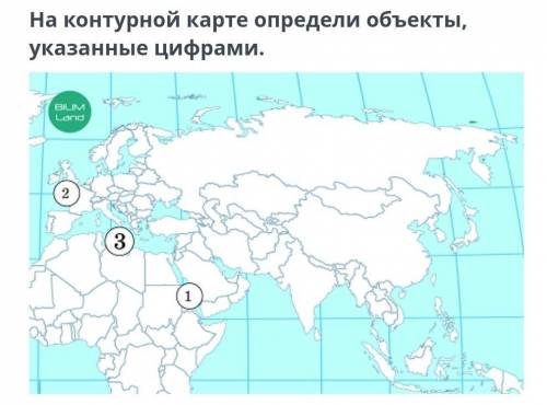 На контурной карте определи объекты указынами цифрами ​