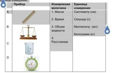 Выберите верные варианты соответствия прибора​