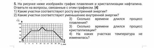 На рисунке ниже изображён график плавления и кристаллизации нафталина. ответьте на вопросы, связанны