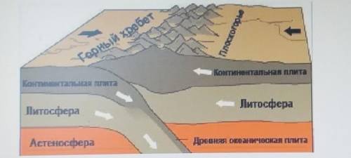 Определи по рисунку тектонического движения Назови рельефа образованные в результате спрединг субду