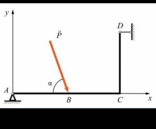 Найдите проекции силы, действующей на конструкцию 1)Px=Pcos(a), Py=Psin(a) 2)Px= - Psin(a), Py=Pcos(