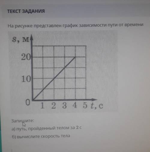 На рисунке представлен график зависимости пути от времени Запишите:а) путь, пройденный телом за 2 сб