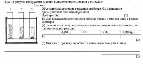 11) на рисунке изображены реакция взаимодействия металлов с кислотой. Объясните, как протекает реакц