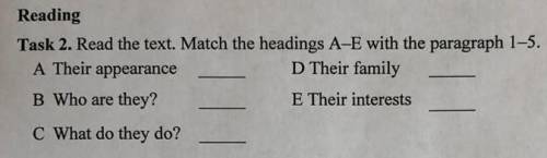 Task 2. Read the text. Match the headings A–E with the paragraph 1–5. A Their appearance D Their fa