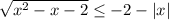 \sqrt{x^{2} - x-2}\leq -2-|x|