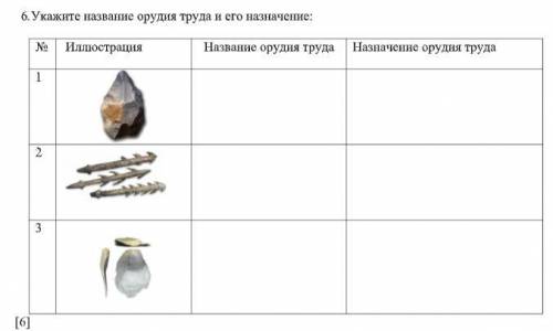 6. Укажите название орудия труда и его назначение: