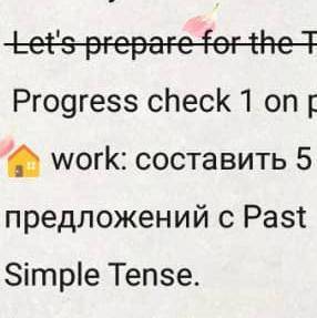 Work: make 5 sentences with the past simple tense