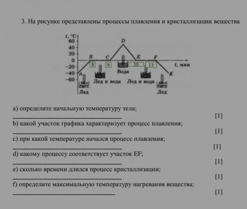 На рисунке представлены процессы плавления и кристаллизации вещества а) определите начальную темпера