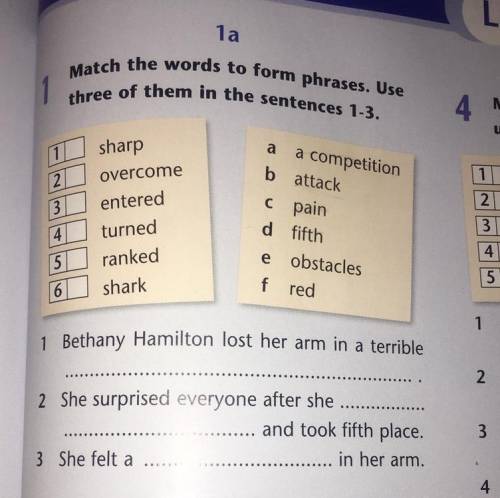 Match the words to from phrases. Use three of them in the sentences