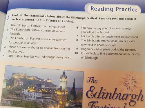 Look at the statements below about the Edinburgh Festival. Read the text and decide if cach statemen