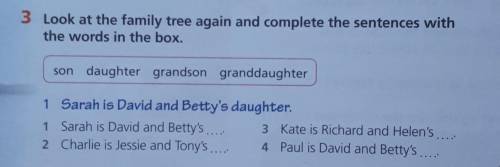 3 Look at the family tree again and complete the sentences with the words in the box.son daughter gr