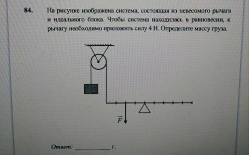 на рисунке изображена система состоящая из невесомого рычага и идеального блока чтобы система находи