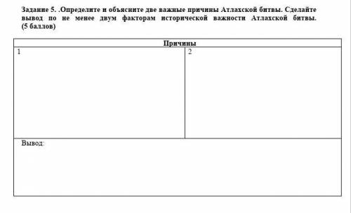 Задание 5. .Определите и объясните две важные причины Атлахской битвы. Сделайте вывод по не менее дв