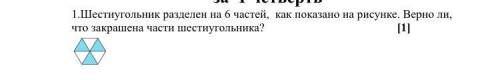 Шестиугольник разделен на 6 частей как показано верно ли что закрашена части шестиугольника