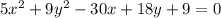 5 {x}^{2} + 9 {y}^{2} - 30x + 18y + 9 = 0