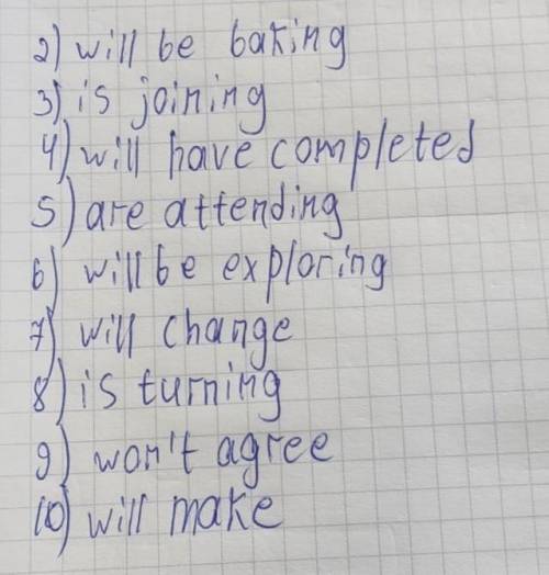 Put the verbs in brackets into the correct future tense. 2) By 3:15 the cake (bake) for an hour, s