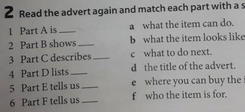 2 Read the advert again and match each part with a statement. 1 Part A is2 Part B shows3 Part C desc