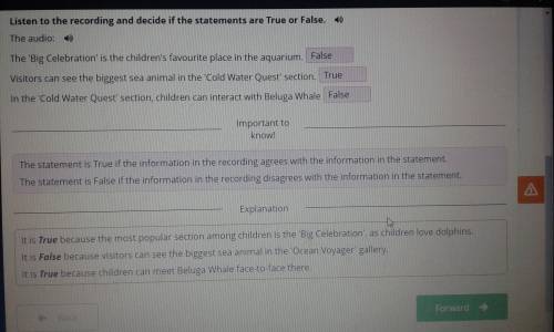 Listen to the recording and decide if the statements are True or False.Правильный ответ.