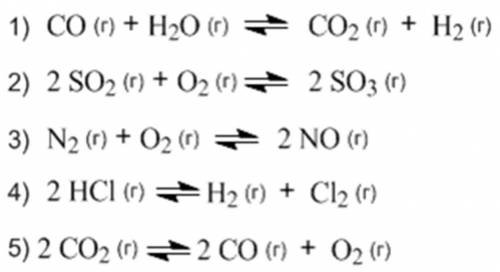 В каждом уравнении реакции подберитефакторы:(давление, температуру, концентрацию) ,которые увеличат