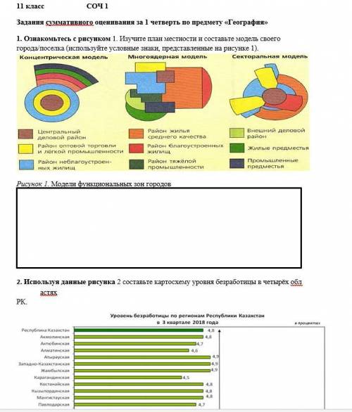 Задания суммативного оценивания за 1 четверть по предмету «География» 11 класс