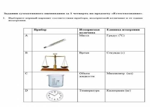 Выбирайте верный вариант соответствия прибора,измеряемой величине и ее единицы измерения ЭТО СОЧ