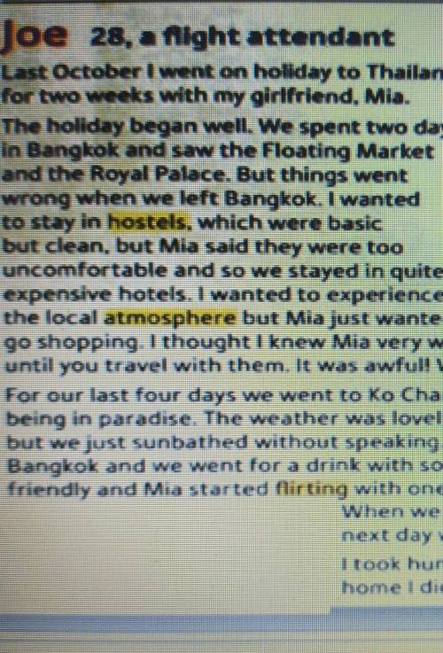 Where did he/she go on holiday? > Who did he/she go with?Where did he/she the stay?> What was