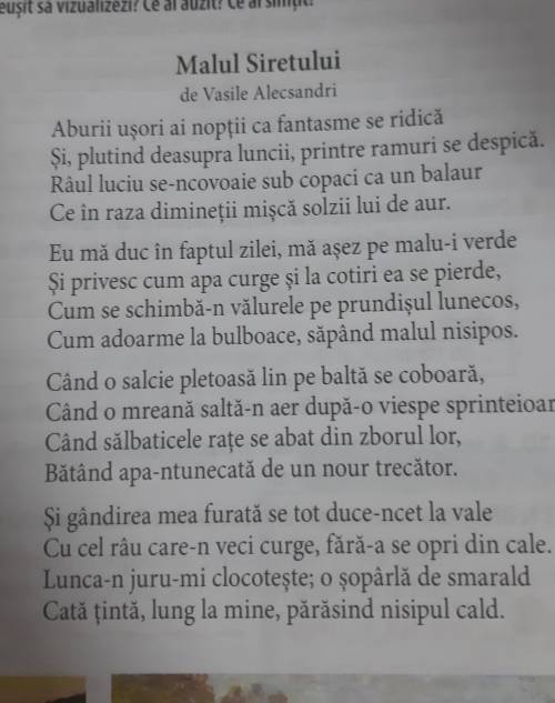 Alcătuiți un text descriptiv pe baza la pastelul lui Vasile Alecsandri Malul Siretului ​