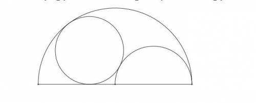 3. На рисунке изображены полукруг радиусом 18, полукруг радиусом 9 и круг, касающийся внутренним обр