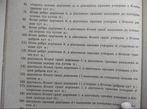 Призма Знайдіть площадь діагонального перерізу, площу бічної поверхні та площі основи правильниї чот