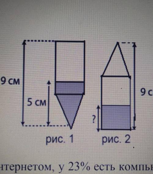 Андрей нарисовал две равные фигуры, со- стоящие из прямоугольника и треугольника(см. рис. 1 и 2). Вы