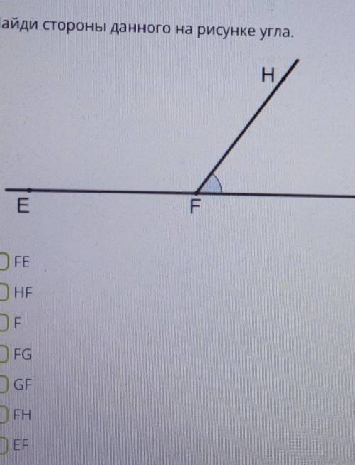 Найди стороны данного на рисунке угла.​