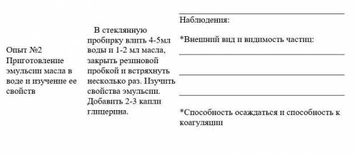 Опыт №2 Приготовление эмульсии масла в воде и изучение ее свойств В стеклянную пробирку влить 4-5мл