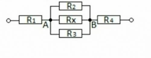 Який опір Rх (див. рисунок) треба увімкнути між точками А і В, щоб загальний опір кола був R = 10 Ом