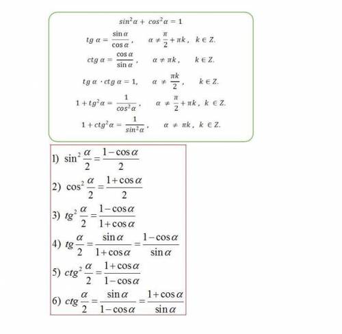 с информатикой Основные тригонометрические формулы Записать в виде формул: в ворде Вставка->форм
