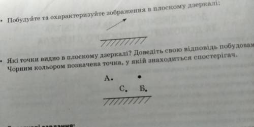 за даними зображення побудувати вигляд стрілки і точок у дзеркалі іншим кольором, написати друковані