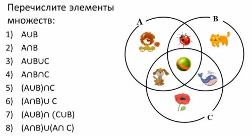 Информатика. Перечислите элементы множеств: