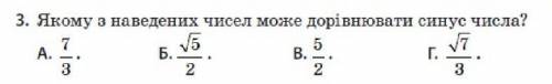 Якому з наведених чисел може дорівнювати синус числа?