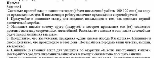 Задание 1 Составьте простой план и напишите текст (объем письменной работы 100-120 слов) на одну из