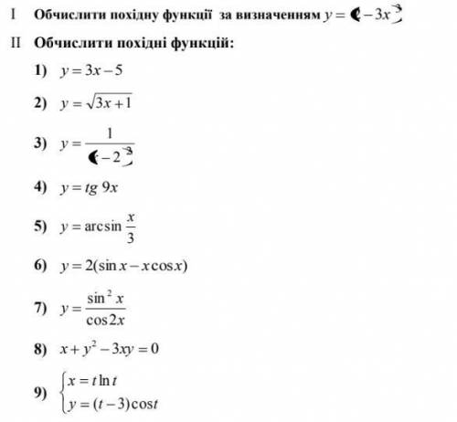 Вычислить производную функции