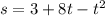 s = 3 + 8t - t {}^{2}