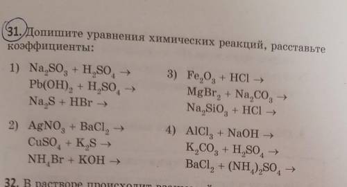 Допишите уравнения химических реакций, расставьте коэффициенты:​