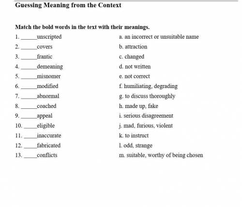 Match the bold words in the text with their meanings. 1. unscripted a. an incorrect or unsuitable na