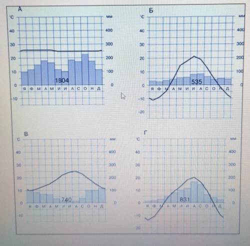 4. На какой климатограмме представлен субтропический средиземноморский климат? Укажите признаки (не