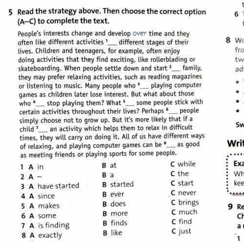 5. Read the strategy above. Then choose the correct opinion (A-C) to complete the text.