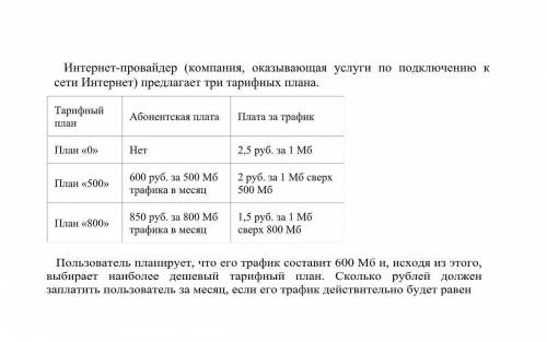 Интернет-провайдер (компания, оказывающая услуги по подключению к сети Интернет) предлагает три тари