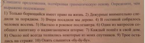 Спишите предложения, подчеркивая грамматическую основу. Определите, чем выражено подлежащее.