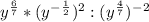 y^{\frac{6}{7} } *(y^-^{\frac{1}{2} } )^2:(y^{\frac{4}{7} } )^-^2