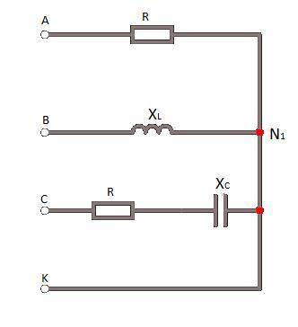 Дано: Еа=100(В), R=Xc=10(Ом), XL=25(Ом). Найти: Ia, In, Ib, Ic, Ik, P. Построить топографическую и в