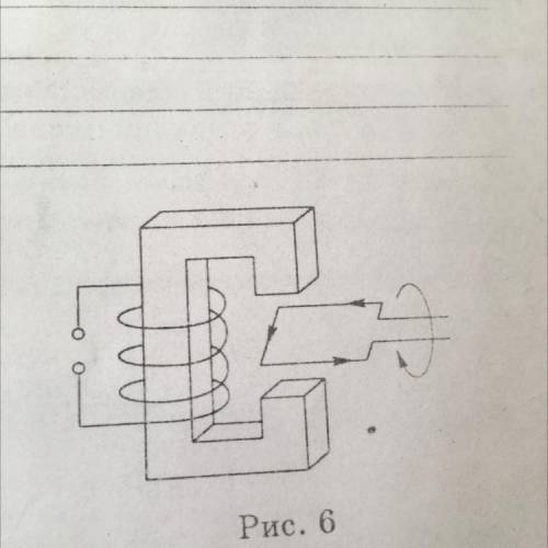 ￼￼￼￼￼￼На рис.6 указано напрямок струму в рамці й напрямок ,у якому ￼￼￼повертається рамка в магнітном