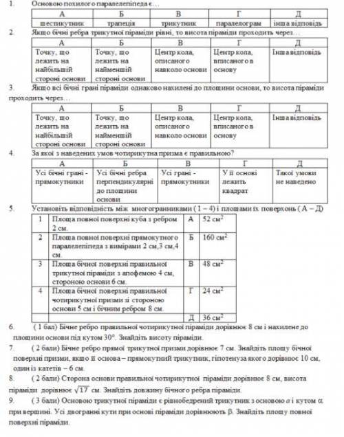 Геометрия 11 класс Тема «Многогранники»